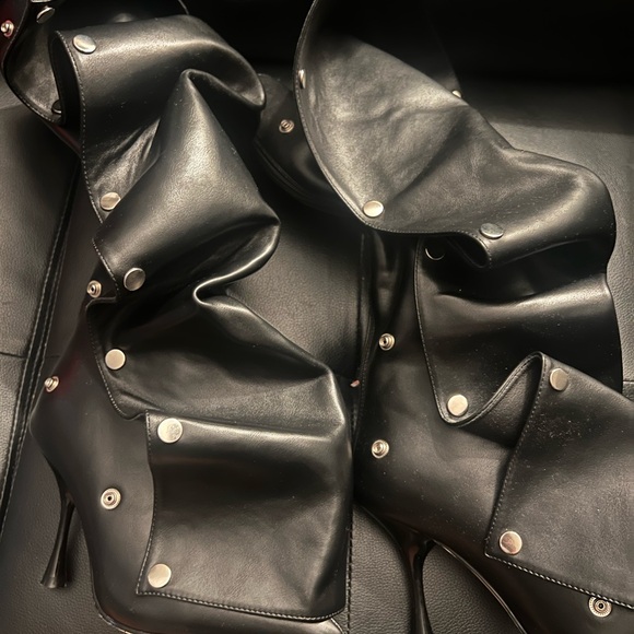 Women Knee High Boots Stiletto High Heel Boot Detachable Snap-off Panel Boots - Picture 2 of 8